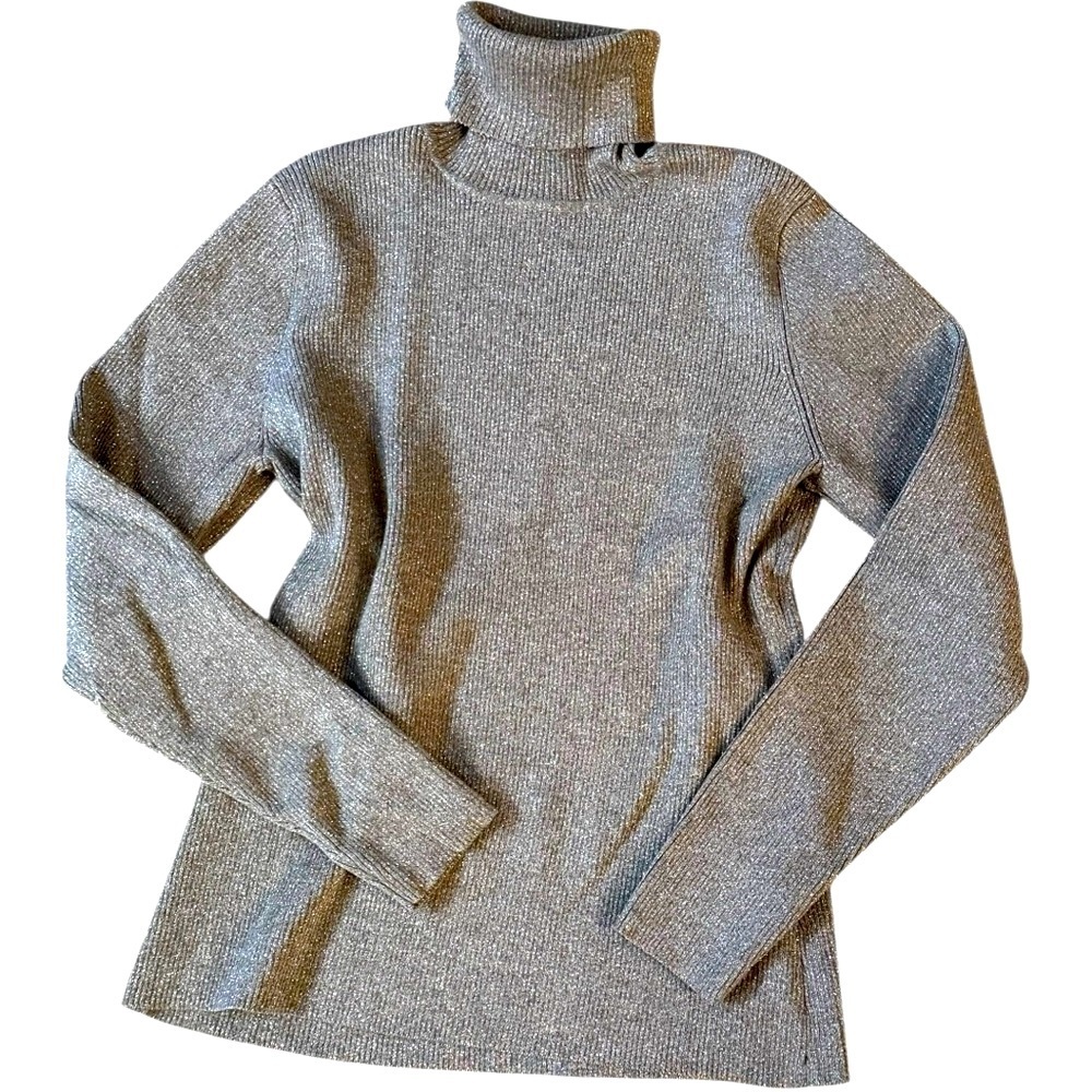 Women’s Sparkly  silver gray Turtleneck Sweater XLP - Picture 5 of 14